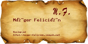 Móger Felicián névjegykártya